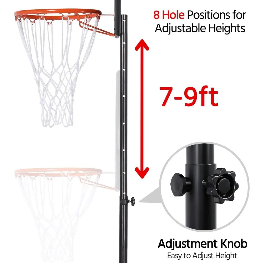 高さ7～9フィート、バックボード32インチの調節可能な子供用屋外バスケットボールゴール（7～9歳対象）