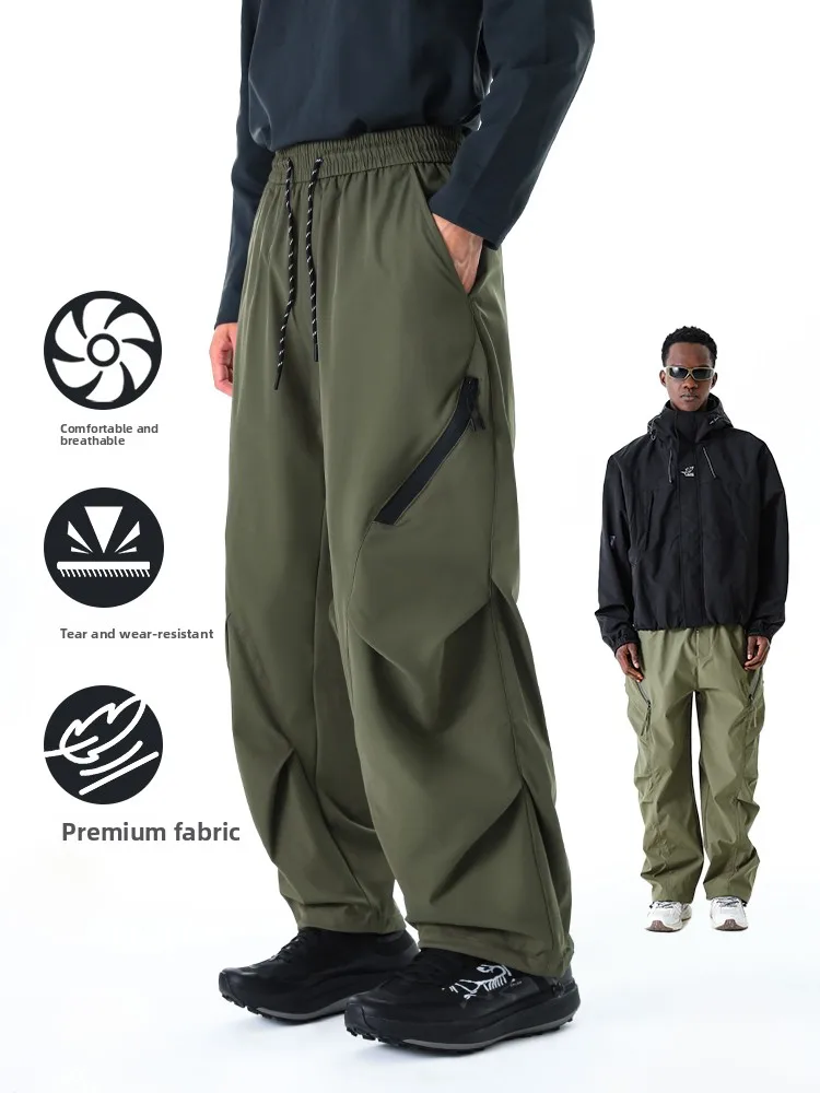 

MMOPTOP Spring Trendy American Sle Men's Casual Pants High Street Loose Straight Leg Wide Leg Umbrella Soldier Long Trousers