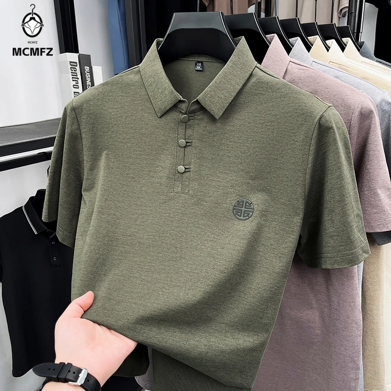 Mens Casual Polo T Shirt With Embroidery Design Short Sleeve