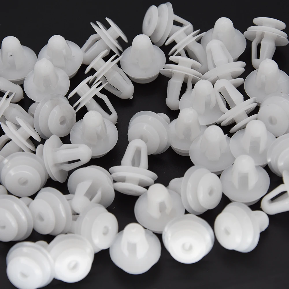 50pcs Car White Plastic Rivets Fastener Door Clips for Nissan For TIIDA X-TRAIL Interior Door Card Panel Trim Clips image 2