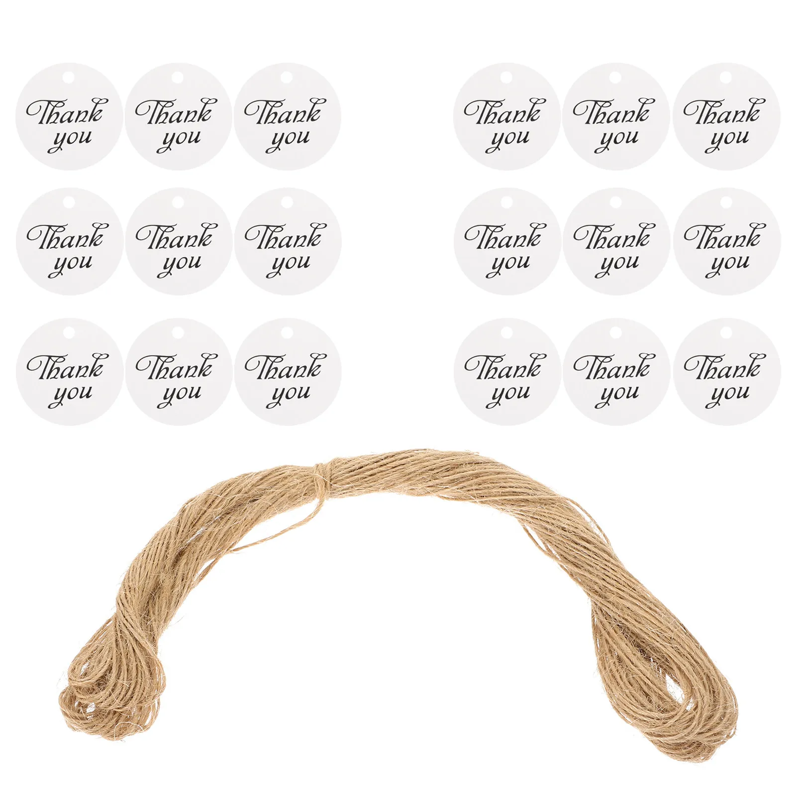 100Pcs Thank You Tags Round Paper Gift Tags Decorative Baking Labels Wedding Birthday Party Favor Name Cards Hemp Rope Included