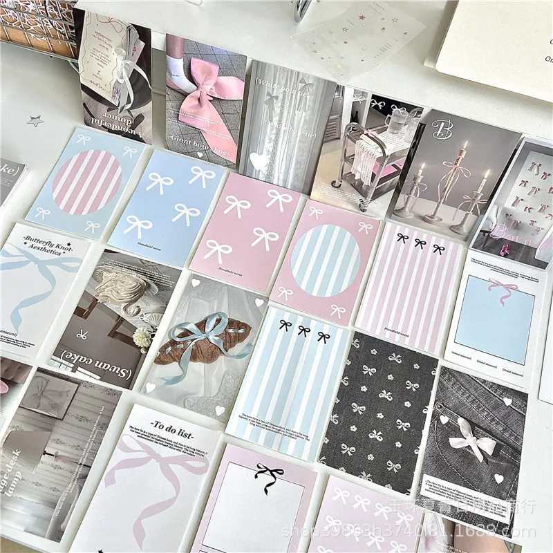 24Pcs Korean INS Denim Star / Ballet Style Paperboard for Scrapbook Journal Deco Girls Collage Book DIY Inner Page Backing Paper