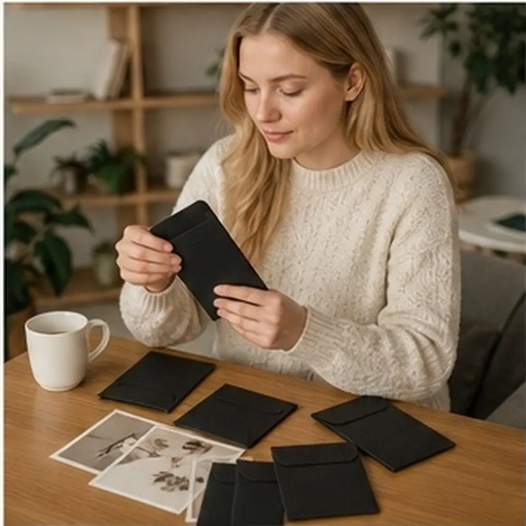 20Pcs Paper Postcard Box Smooth Comfortable Kraft Material Simple Chic Design for Postcard Storage Photo Card Invoice Cash