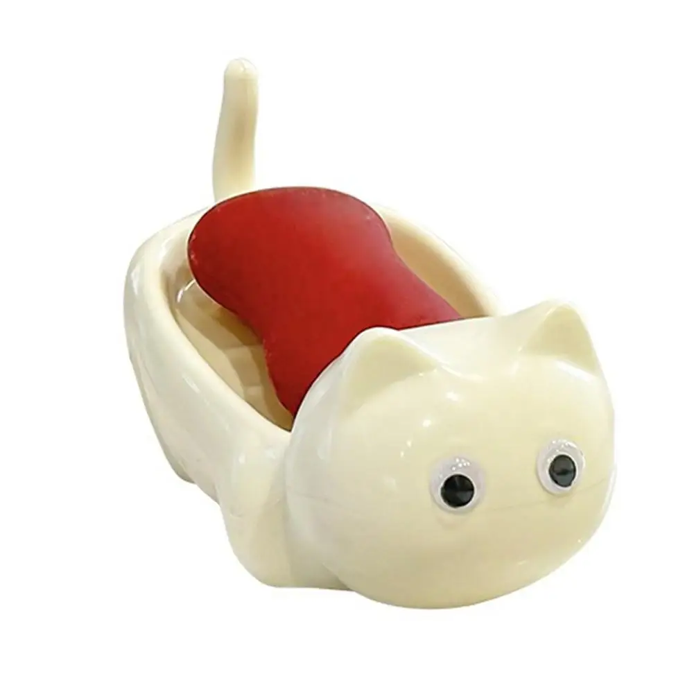 Whimsical Cat-Themed Soap Dish with Efficient Water Drainage for Bar Soap Storage in Bathroom Decor or Kitchen Organization