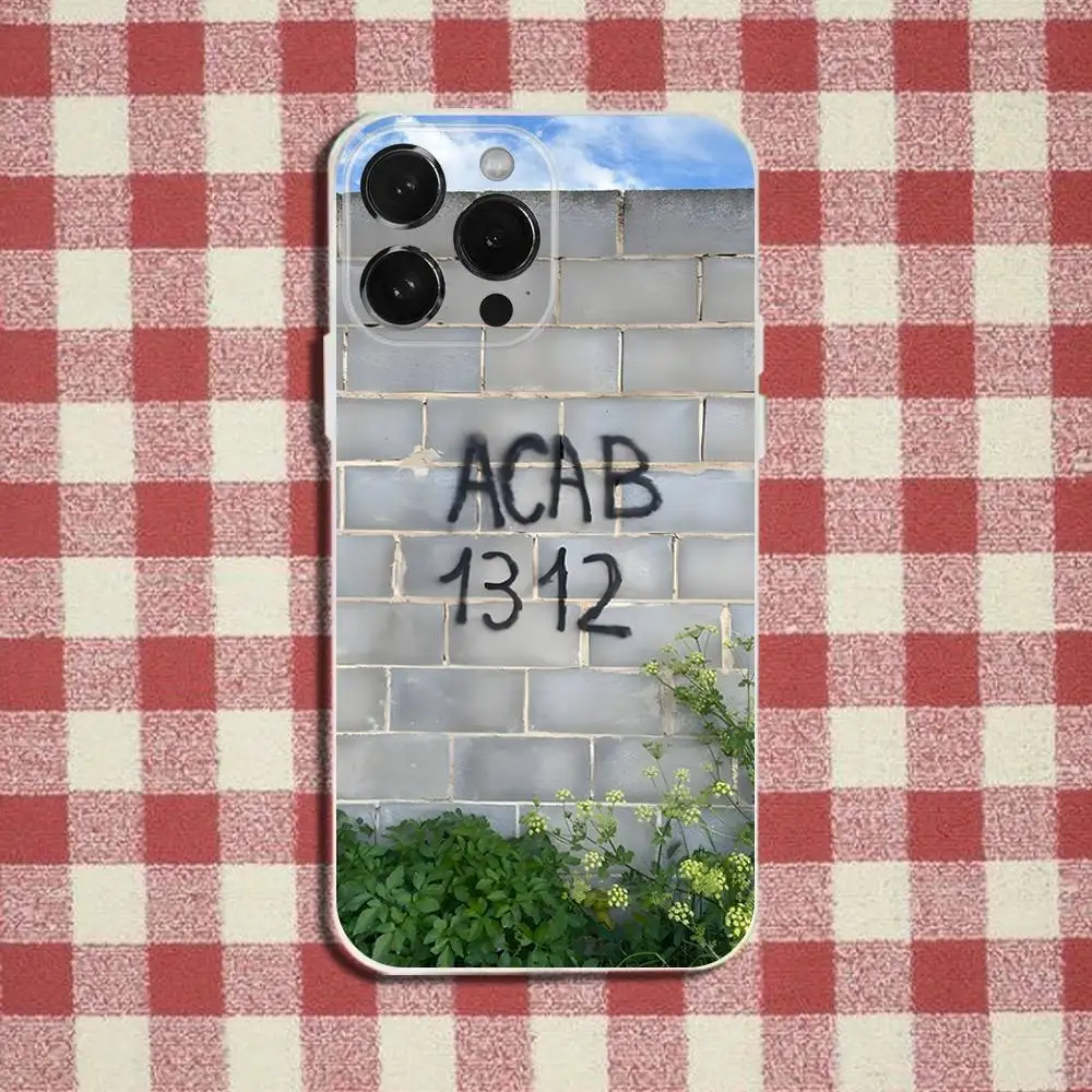 حافظة هاتف Acab Ultras لهاتف iPhone 16,15,14,13,12,11 Pro,Max,Plus,X,XS,XR,SE,سيلي شفاف صغير ناعم