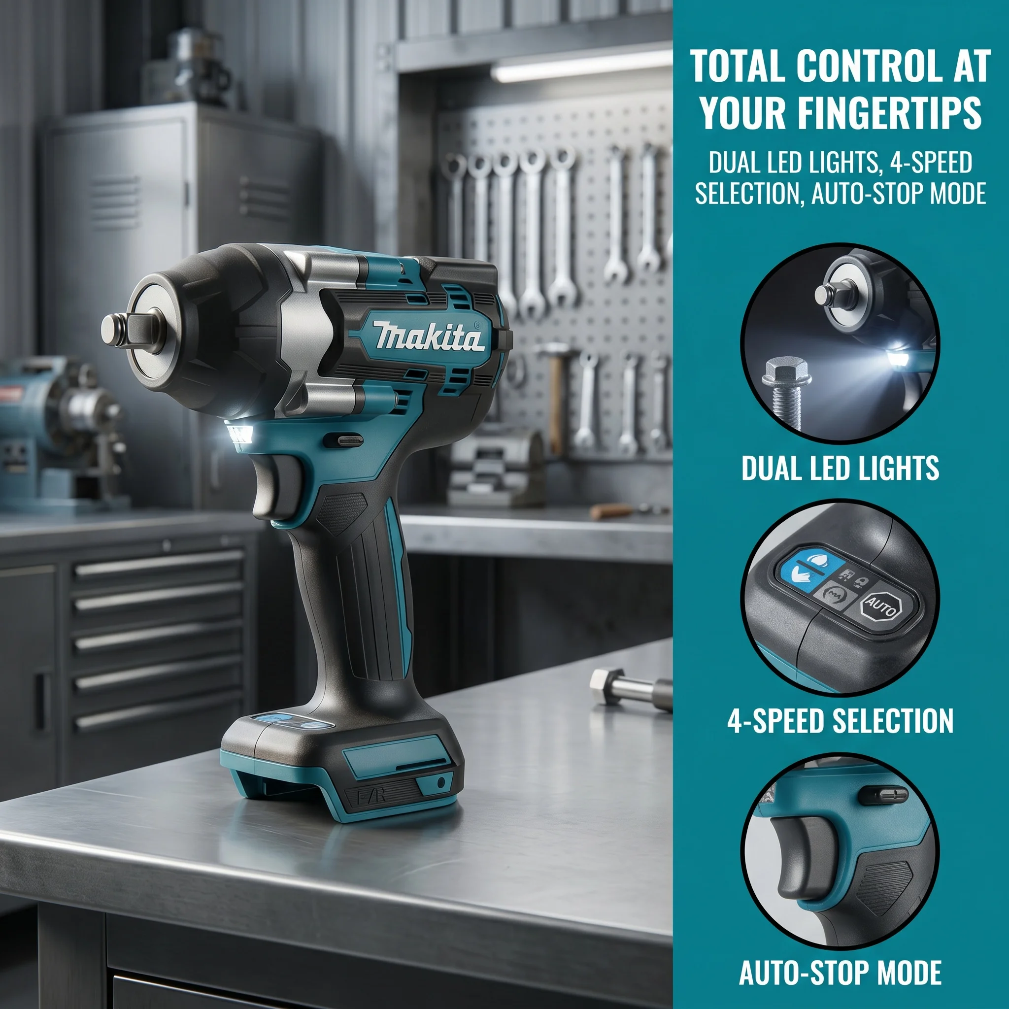 Makita DTW700 Brushless 18V 1/2 Inch Cordless Impact Wrench Rechargeable Lithium Power Tool For Automotive Repair Projects