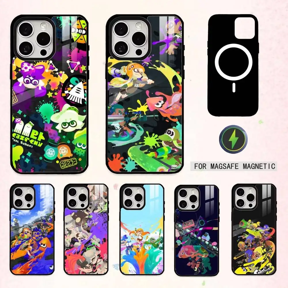 

GAME S-SplatoonS Phone Case For iPhone17,16,15,14,13,12,11 Plus,Pro Max Magnetic For Magsafe Wireless Charging