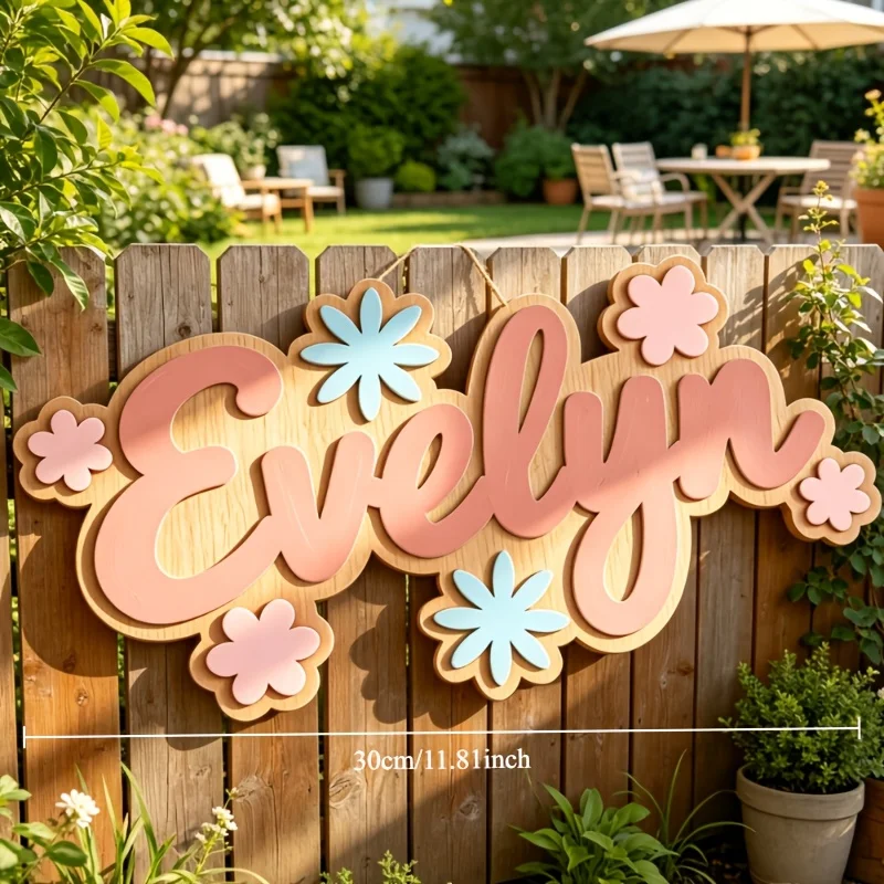 Personalized Floral Themed Name Room Sign, Customizable Pastel Flower Door Plaque, Nursery Bedroom Decor, Sweet Hanging Gift view 6
