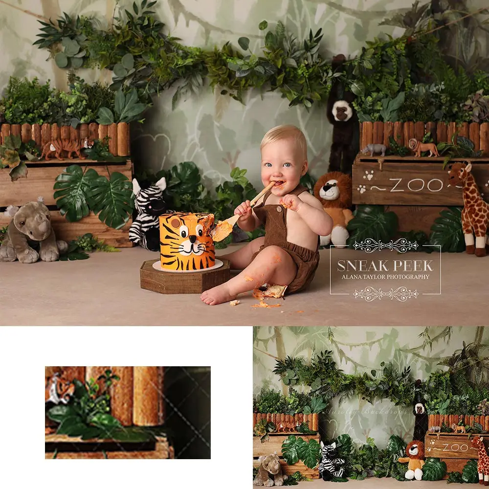 

Zoo Animals Photography Backdrop Boys Adult Birthday Photography Props Kids Baby Cake Smash Photocall Decor Studio Backgrounds