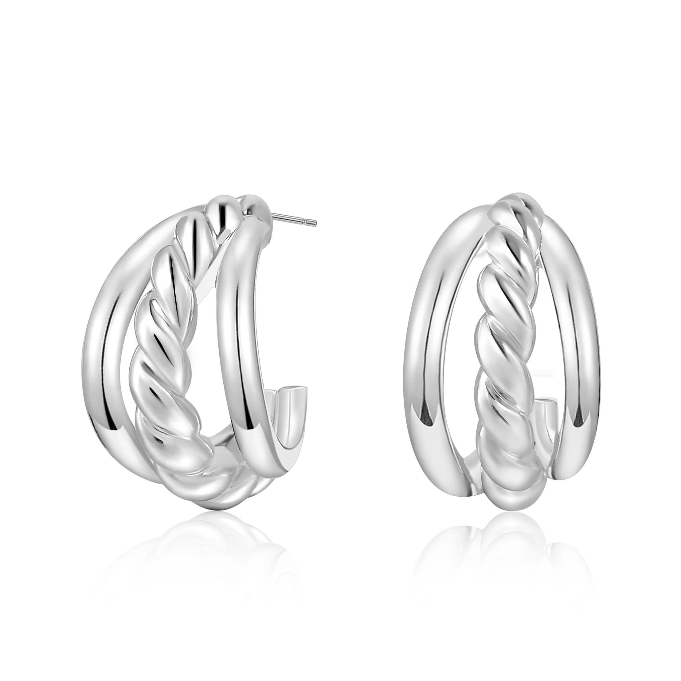 Badu Simple Geometric Triple Twist Hoop Earrings for Women Unique Design  Personalized Party Jewelry Gifts