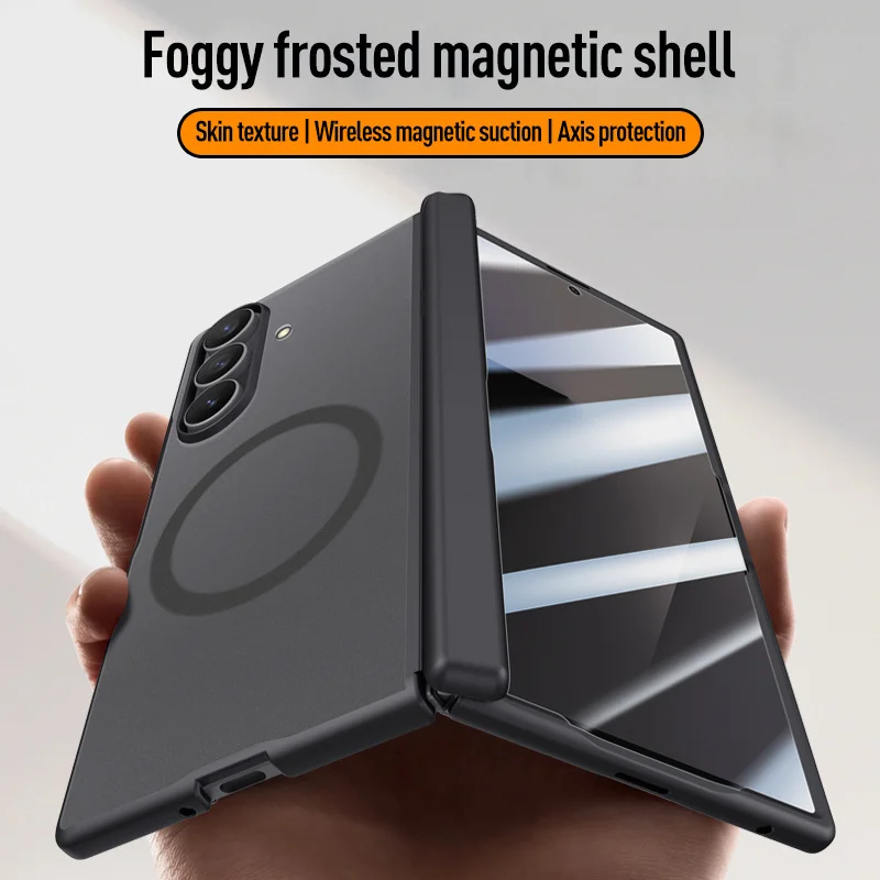 Для Samsung Galaxy Z Fold 7 5G с защитной пленкой для экрана для Magsafe, магнитная беспроводная зарядка, матовый противоударный чехол с петлей