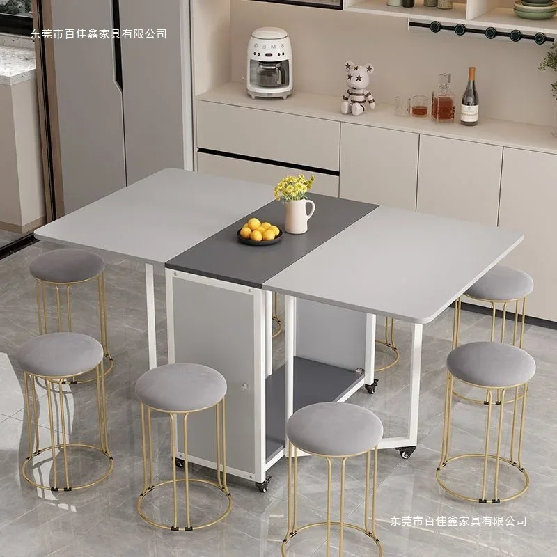 Folding dining combination Modern simple small apartment dining Movable dining Household rectangular