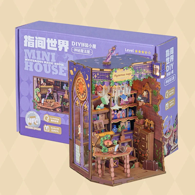 บ้านตุ๊กตาไม้ DIY บ้านมหัศจรรย์จิ๋วพร้อมชุดเฟอร์นิเจอร์ ชุดประกอบ 3 มิติ ของเล่นสำหรับเด็กและผู้ใหญ่ ของขวัญคริสต์มาส บ้านตุ๊กตา