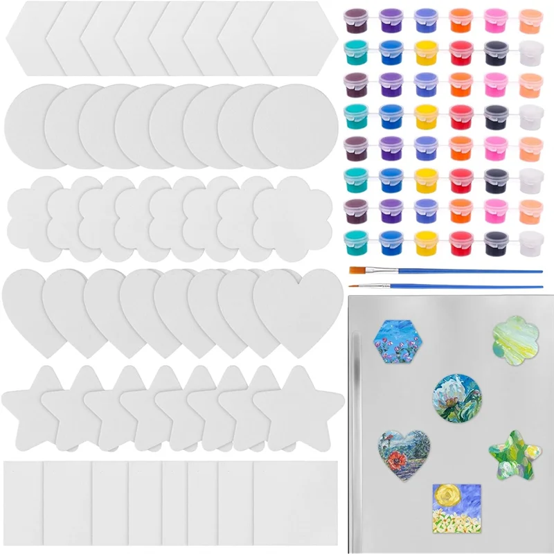 

A55P-Мини Магнитные 104 шт. 3-дюймовые холщовые панели, комплект досок для шкафчика на холодильник, сделай сам, художественные краски-забавный набор для рисования с холстом