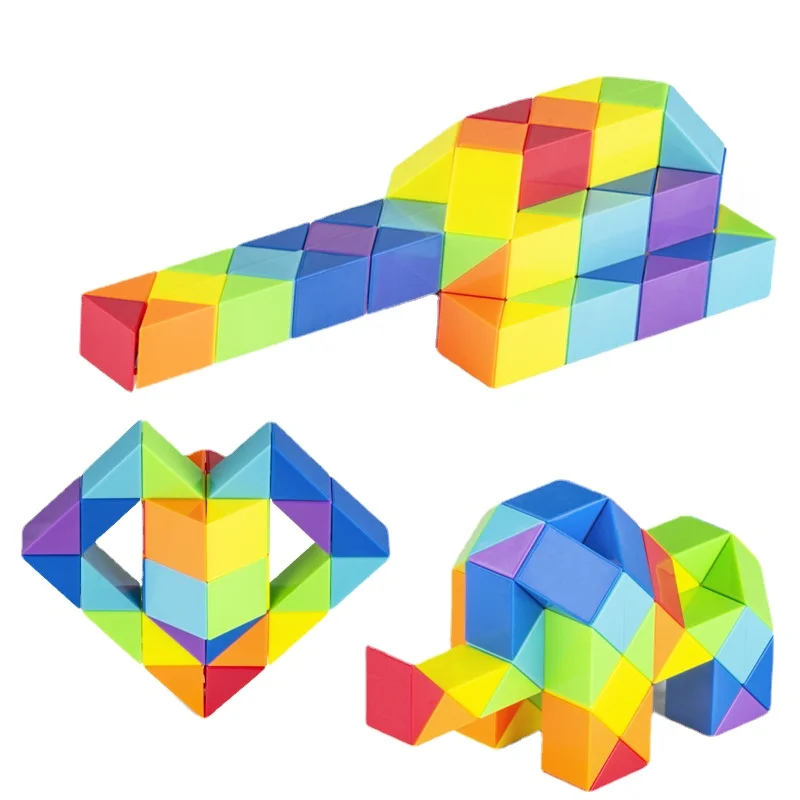 24-72 Segments Rainbow Puzzle Fidget Toys Transformable Cube Kid EducationToys Brain Teaser Magic Rule Snake Speed  Cubes Twist