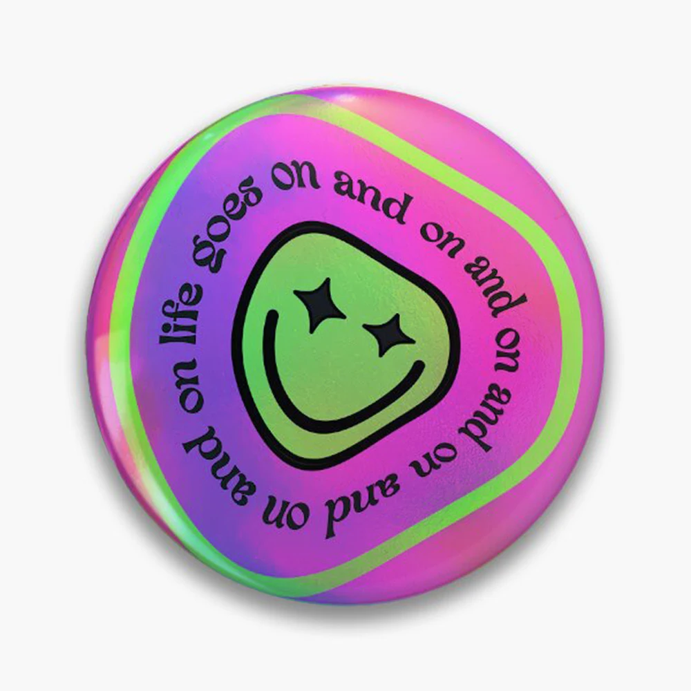 Life goes on 90s style design Pin Holographic Star Heart Pin Brooches Laminated Button Fashion Accessory