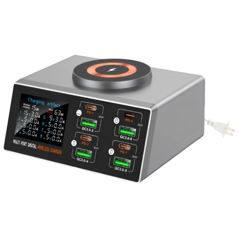 

2025 New Fast Charging Desktop Station With LED Display 140W Multiple Port Output Safety Guard Technology 110V Compatible