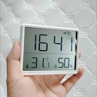 Magnetic LCD Digital Clock Wall Mounted 3.7Inch Refrigerator wall Alarm Clock Ultra Thin Desk Clock for Bedside Living Room