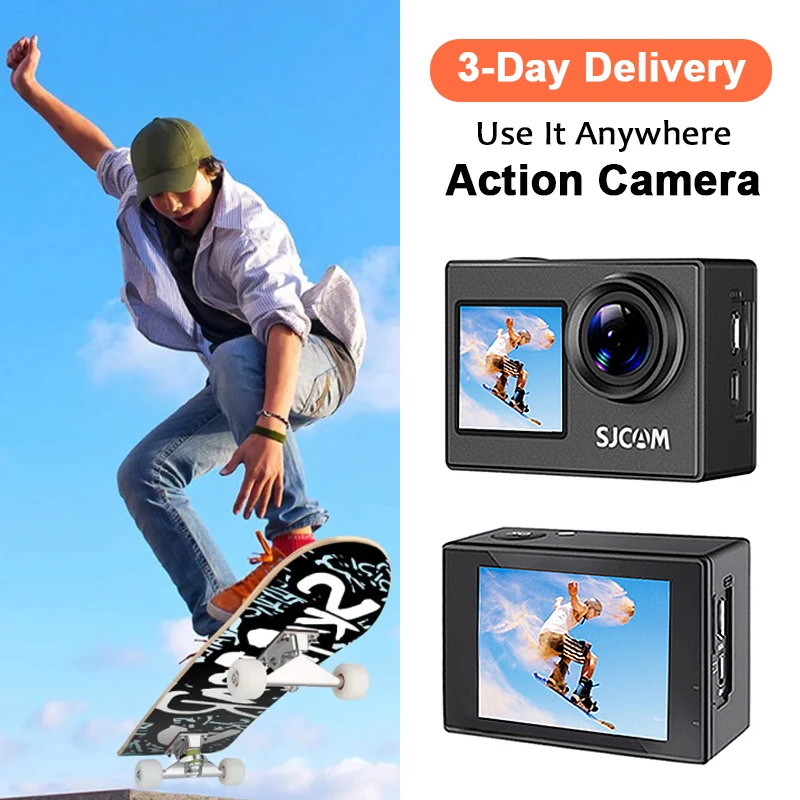 

SJCAM SJ4000 Dual Screen 4K Action Camera 30M Waterproof with Case 170° Wide Angle HD Vlog Cameras Motorcycle Bicycle Helmet