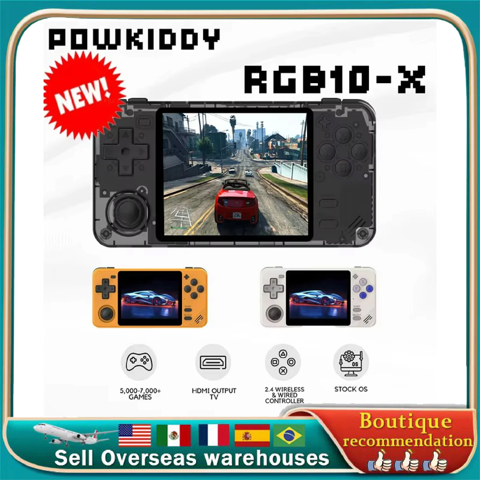 

POWKIDDY RGB10X Retro Handheld Game Console 3.5 Inch 4:3 IPS Screen ArkOS Opendinglinux Gaming RK3326 Children's Gifts RGB10X