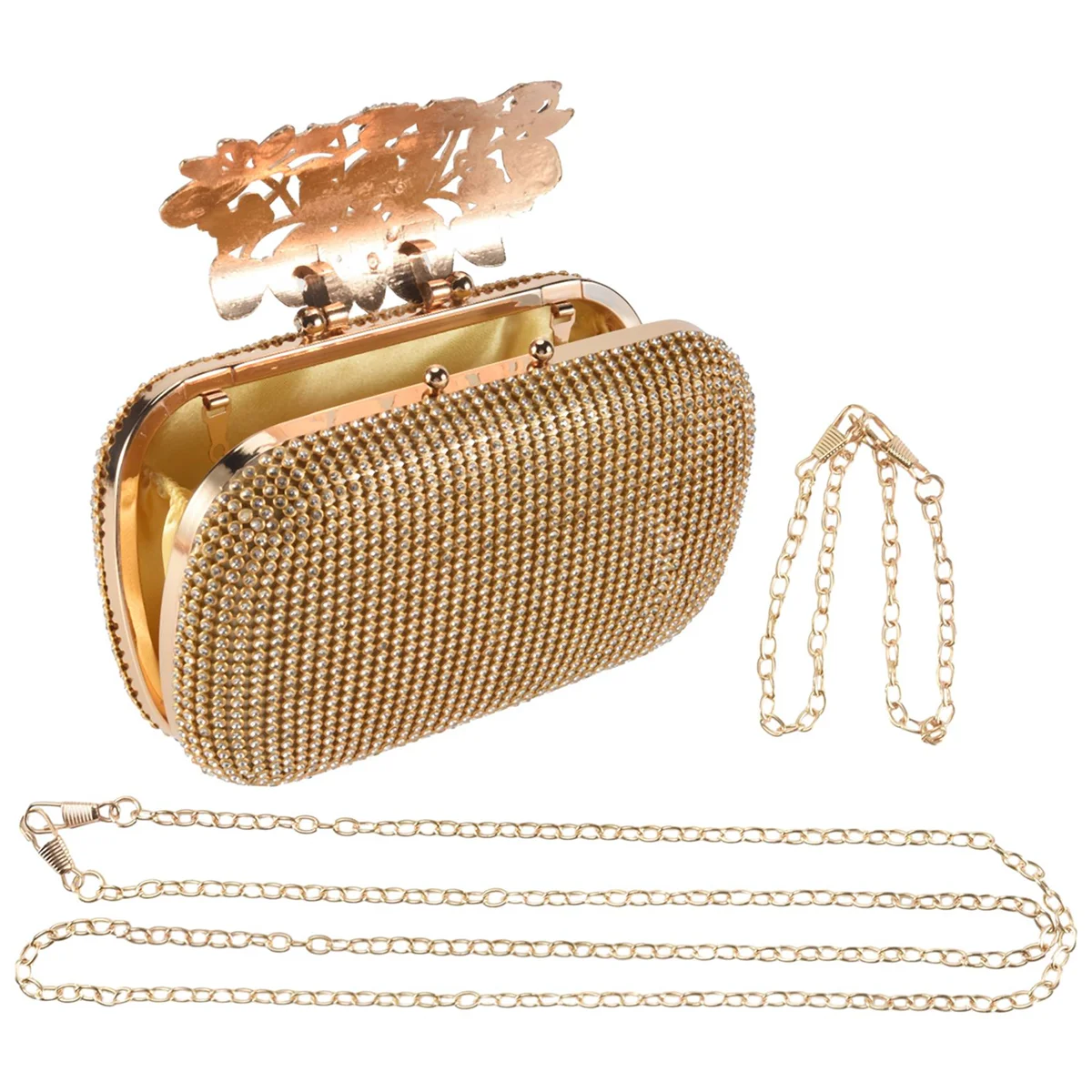 Unieke gouden strass avondtasje clutch portemonnee bruids prom