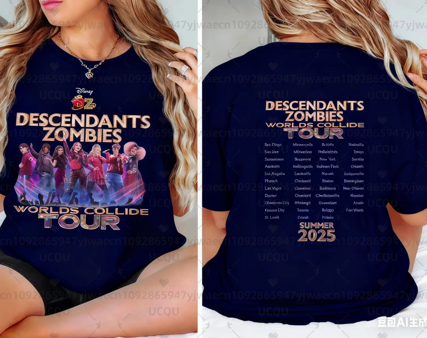 أحفاد الزومبي عوالم الاصطدام جولة صعود الأحمر شخصيات الصيف مهرجان الموسيقى 2025 الحفل تي شيرت رحلة عائلية