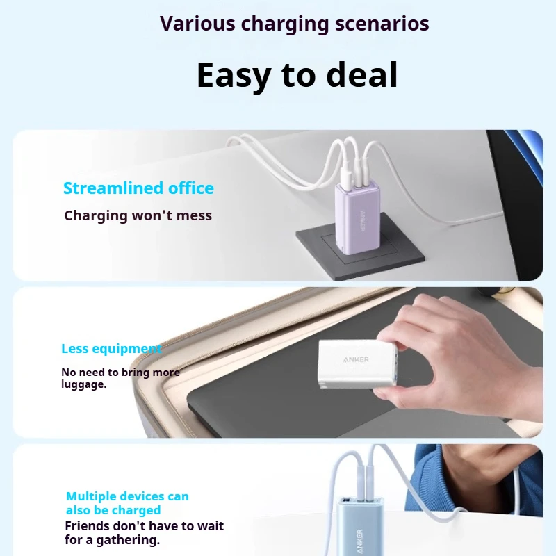 Anker 65W GaN Prime Fast Charger (Multi-Port PD Type-C) - Compatible with iPhone 15 Pro Max/14, MacBook