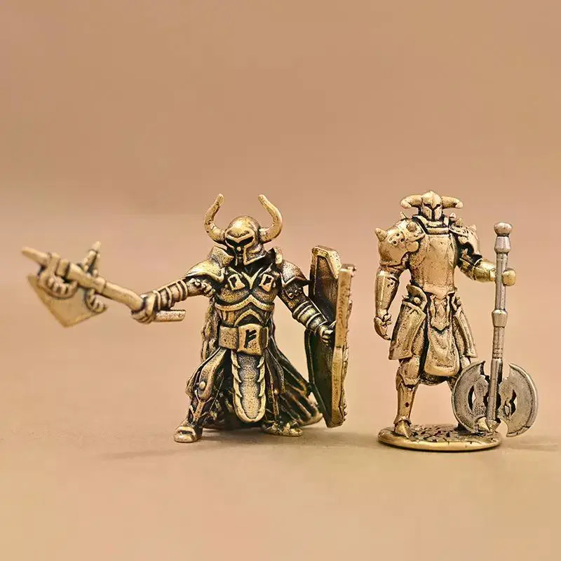 Brass Figure Home Decor Axe Warrior And Shield Ornament Creative: Craftsmanship Collectibles