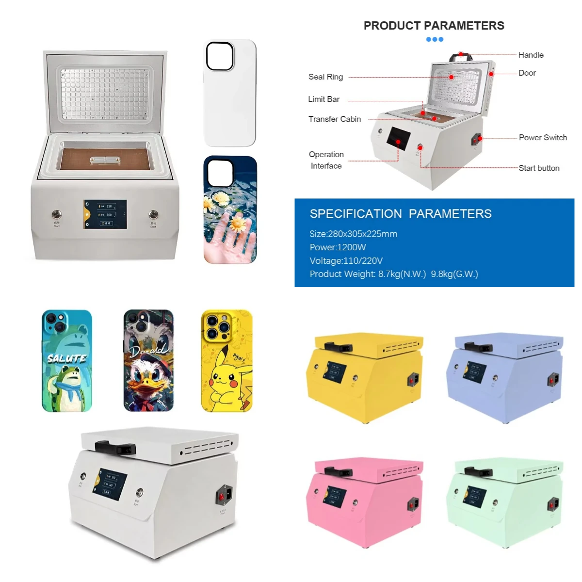 WJW Semi-Automatic 3D Heat Transfer Vacuum Film Sublimation case Machine Heat Transfer for Sublimation Phone case