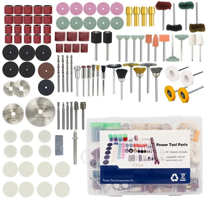 XCAN – Kit d\'accessoires pour outils rotatifs, bande de ponçage, papier de verre, lame de scie à métaux, mandrin de perçage pour outil rotatif Dremel