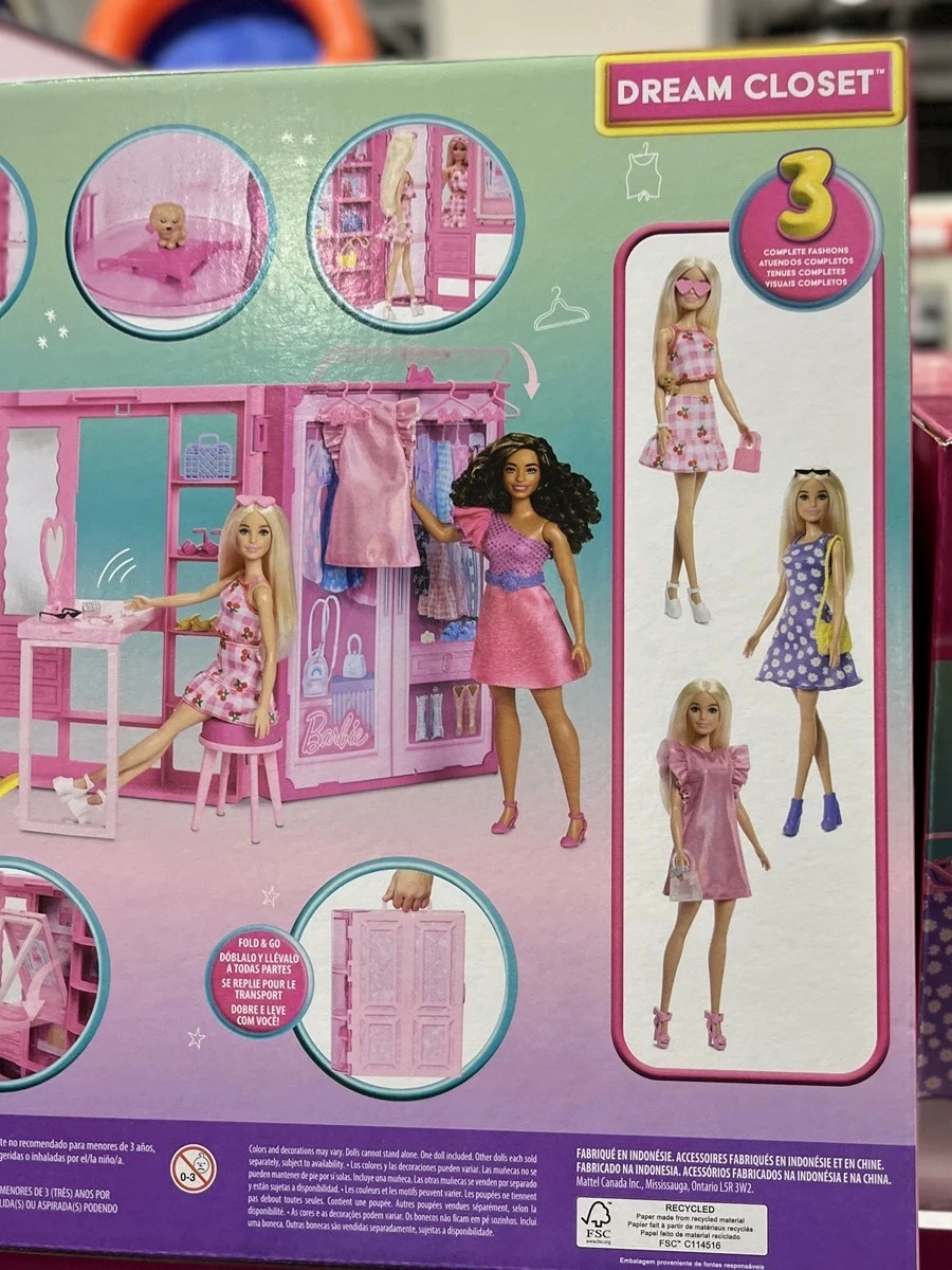 Barbie boneca sonho armário elegante vestir-se playset para meninas versátil acessórios de roupas meninas brinquedo ideal presente de aniversário