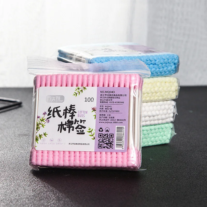 500 Count - Spiral&Round Double Tips Cotton Swabs, Organic Cotton Buds for Makeup Remover Ears Cotton Swabs Cosmetic Tool