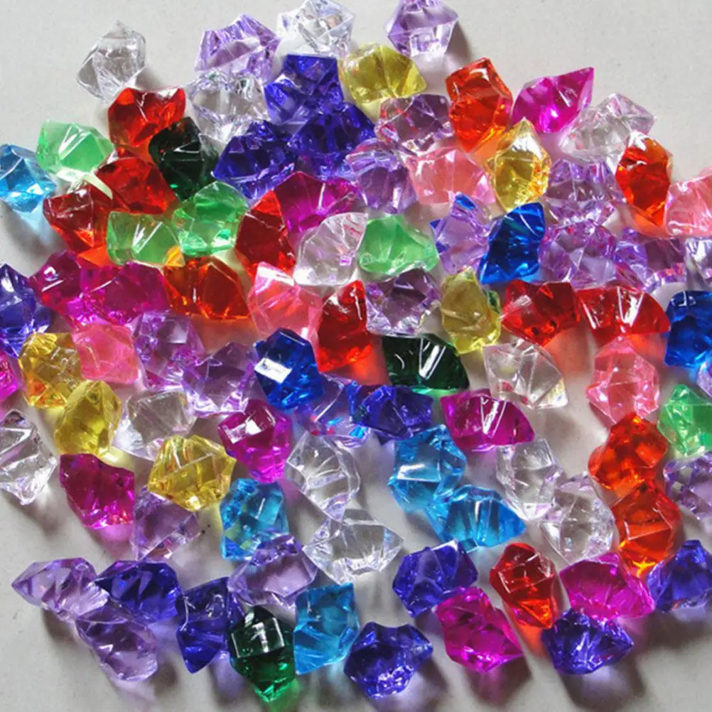 200Pcs Ice Lump Crystal Stone Acrylic Stones Transparent Irregular Size 1.8x2.5cm Vase Filler Aquarium Decor Table Scatter DIY