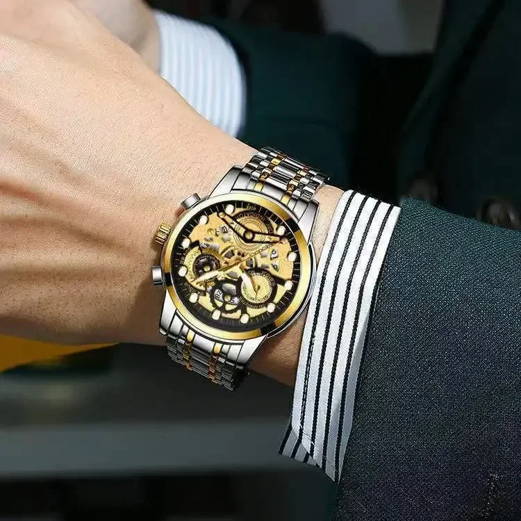 

Лидер продаж, мужские часы, полностью автоматические водонепроницаемые часы, светящиеся кварцевые часы