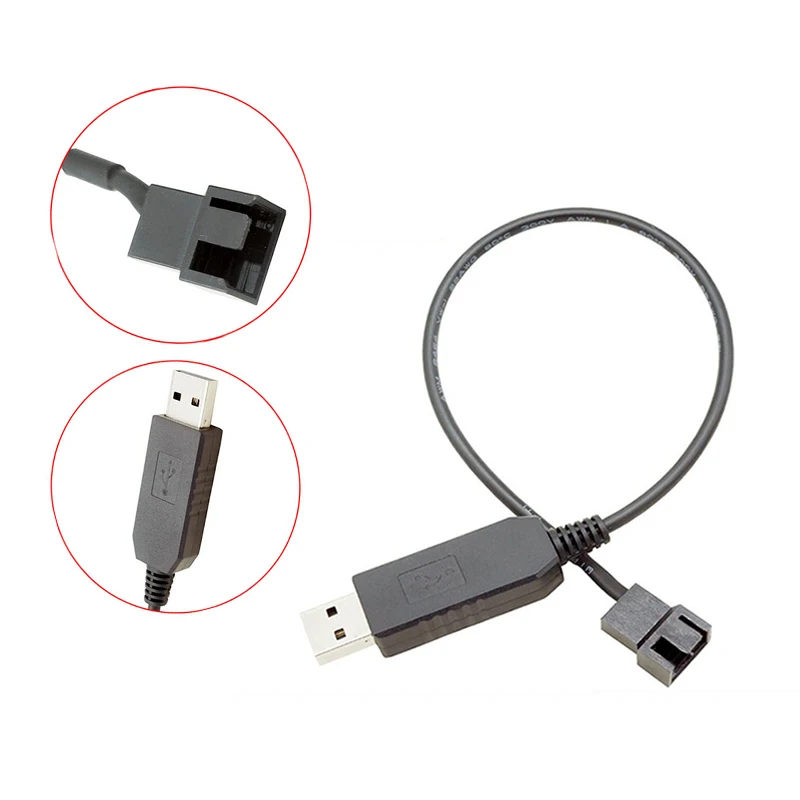 1Pc USB To 4Pin PWM 5V To 12V Boost Line USB Sleeved PC Fan Power Adapter Connector Converter Cable For PC Cooling Fans Cooler