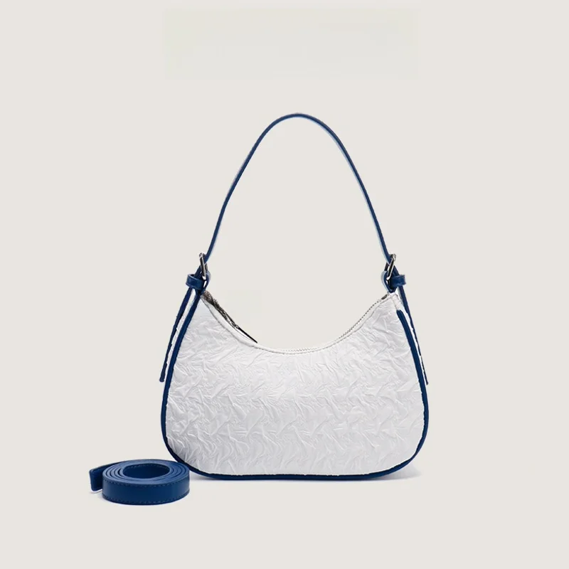 Elegant Folded Underarm Bag for Women Fashionable Crossbody Single Shoulder Bag with Slanting Design in Soft Leather