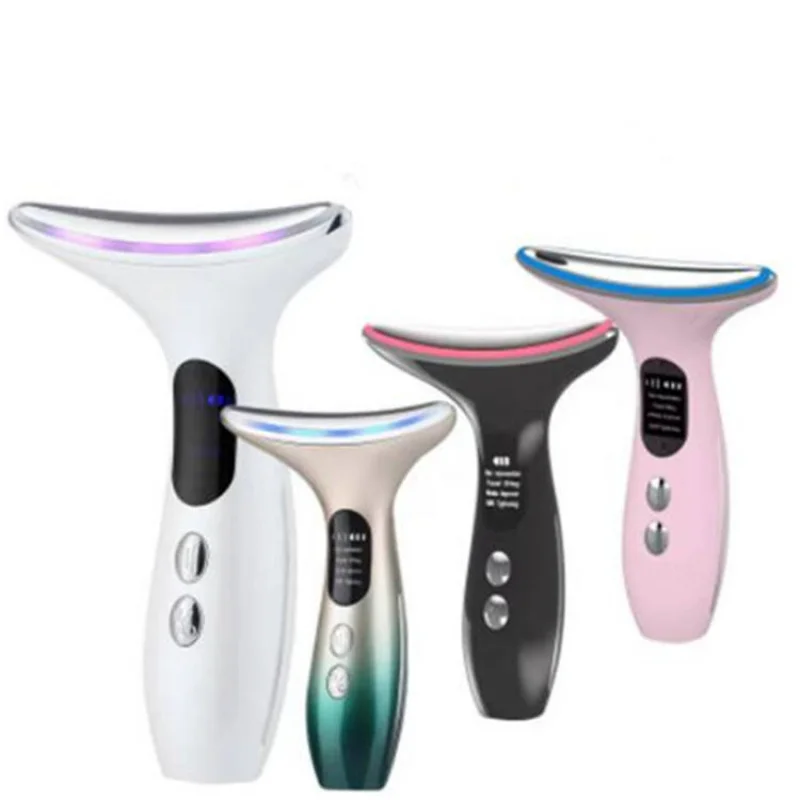 3 Colors LED  Portable Electric Face Neck Skin tightening Lifting Massager Beauty Device