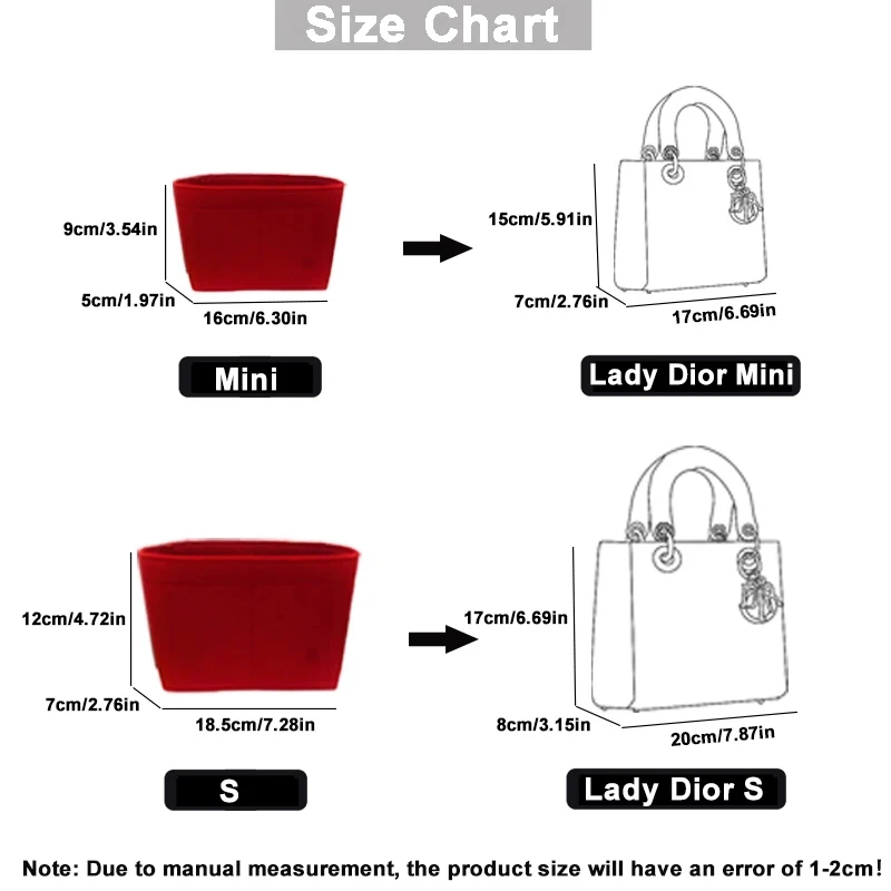 Felt Bag Insert Makeup Handbag Organizer for D Lady Bag Travel Inner Purse Portable Cosmetic Pouch Storage Box Tote