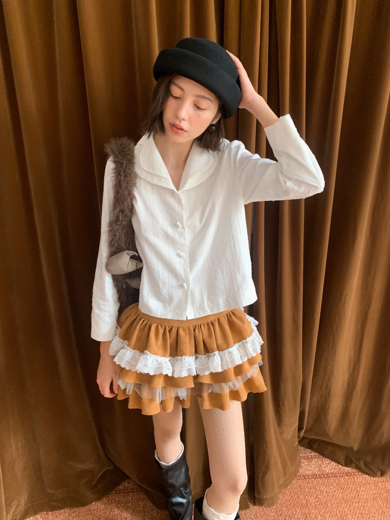 

Morn Isle Ретро Цветочный Длинный Свек Двойной Воротник irt Тонкие Полосы Для Девочек Сле Дышащий Полиэстер Повседневная Одежда