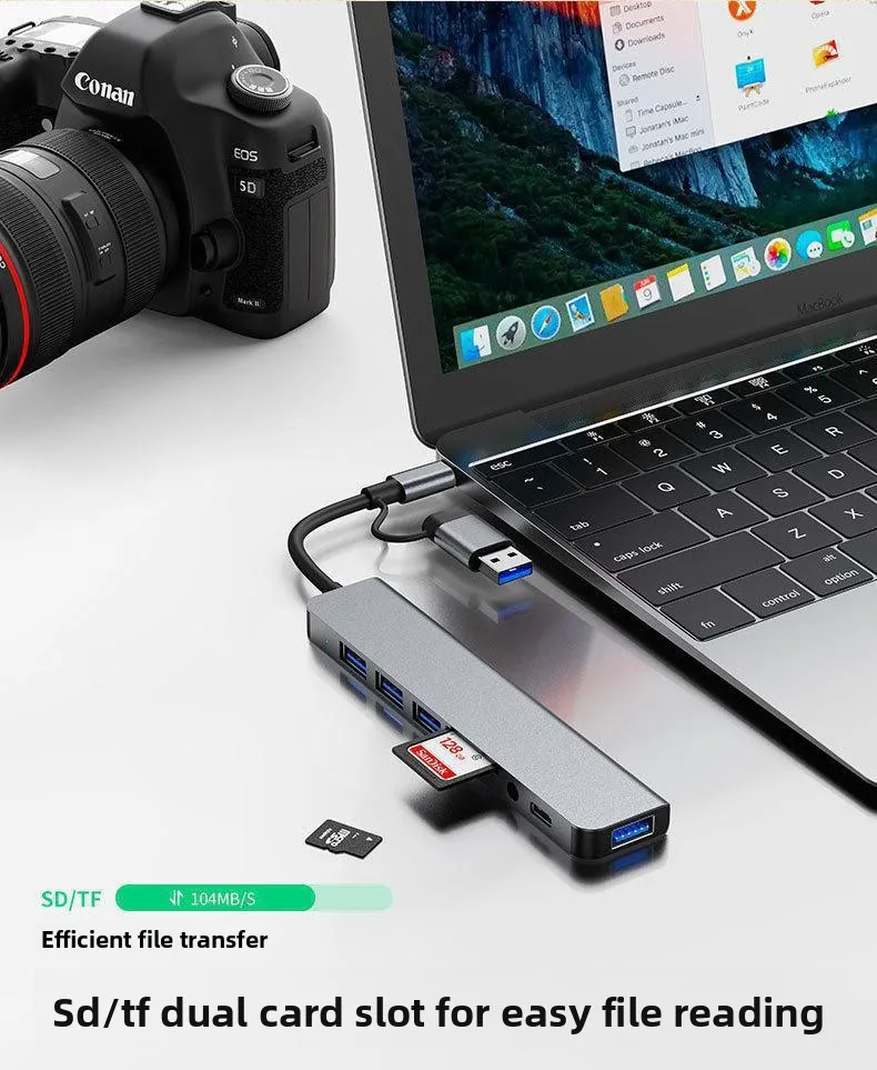 TYPE-C 8-in-1 Dockingstation, USB 3.0 Hub mit SD/TF-Kartenleser, Audioanschluss, für Laptop PC – Detail 9