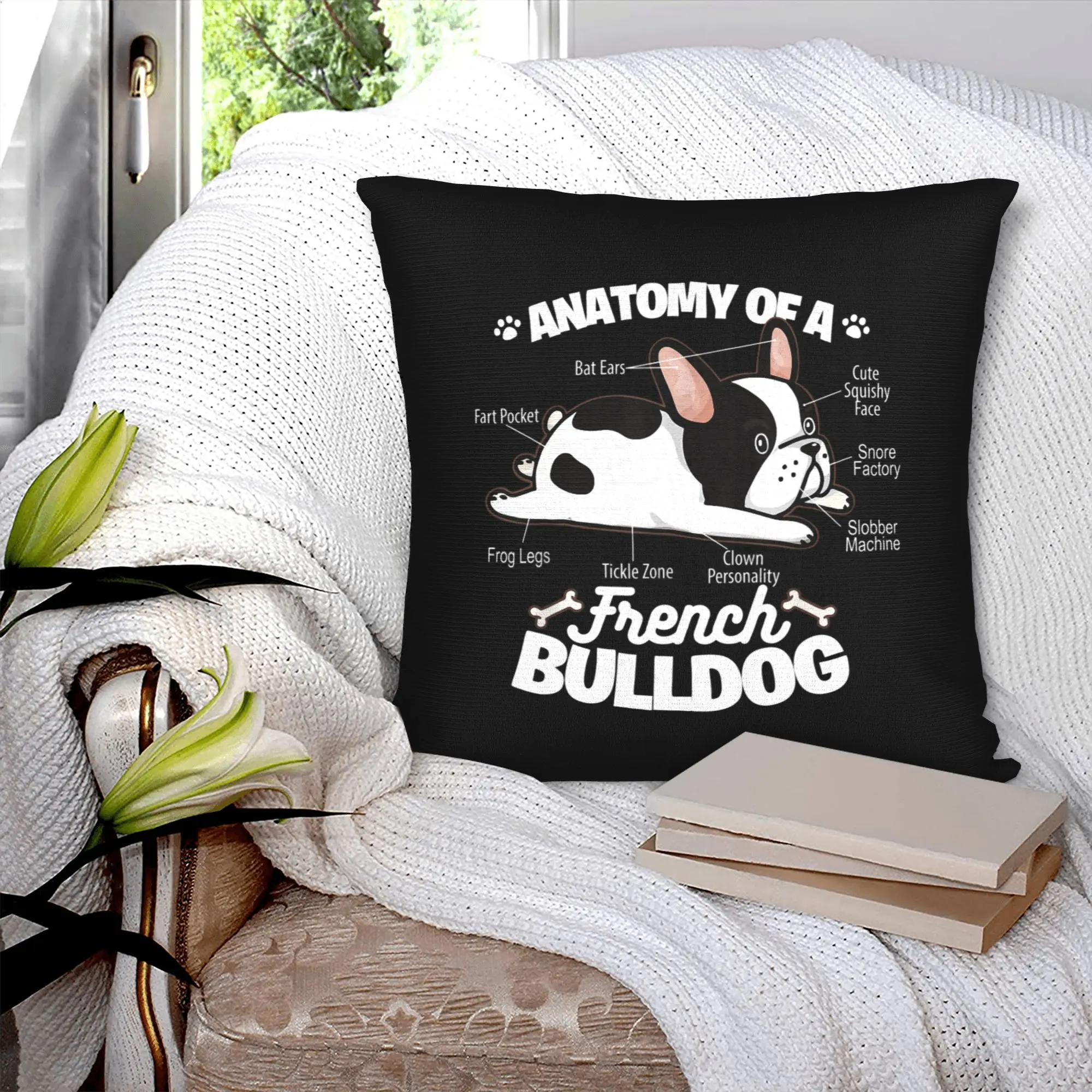 Anatomy Of A French Bulldog Cushion Cover 40x40cm Pet Animal Dog Soft Cute Throw Pillow Case for Sofa