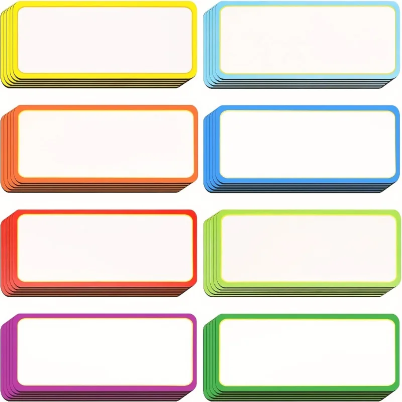1/2set/54/104pcs Rounded Rectangle Soft Magnet Dry Wipe Tags Smooth Surface Storage Box Warehouse Color Magnetic Name Labels
