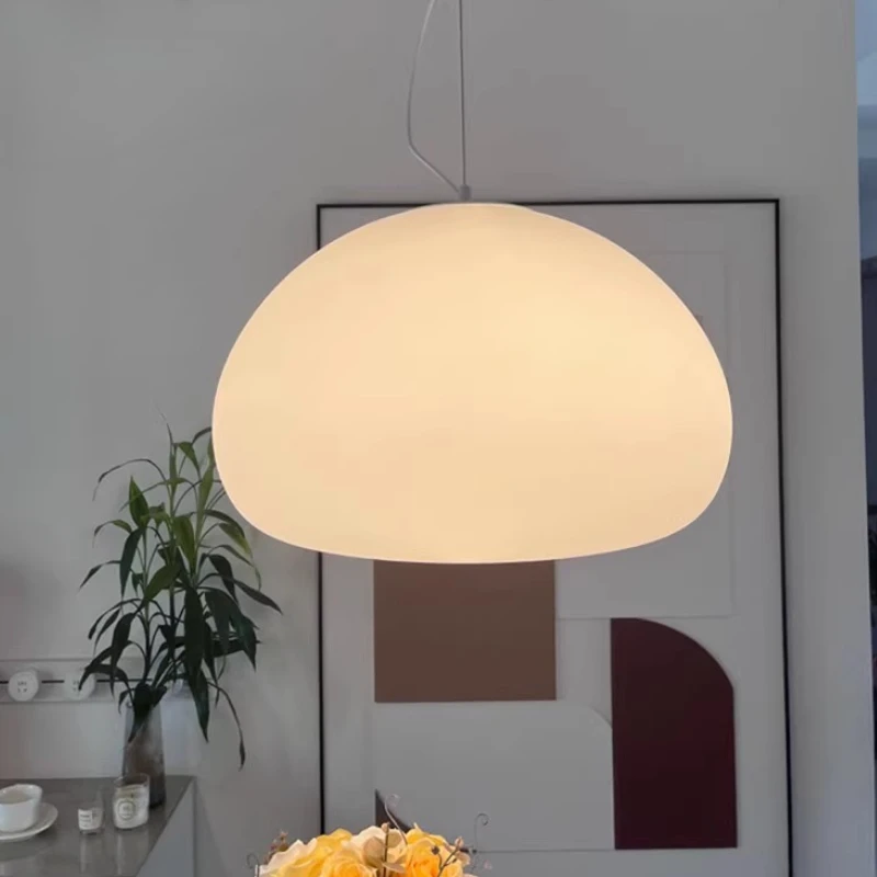 الدنماركية الأبيض استدارة المجال الزجاج قلادة أضواء LED الحديثة كريمي نمط غرفة نوم دراسة السرير مطعم المطبخ مصباح معلق #1