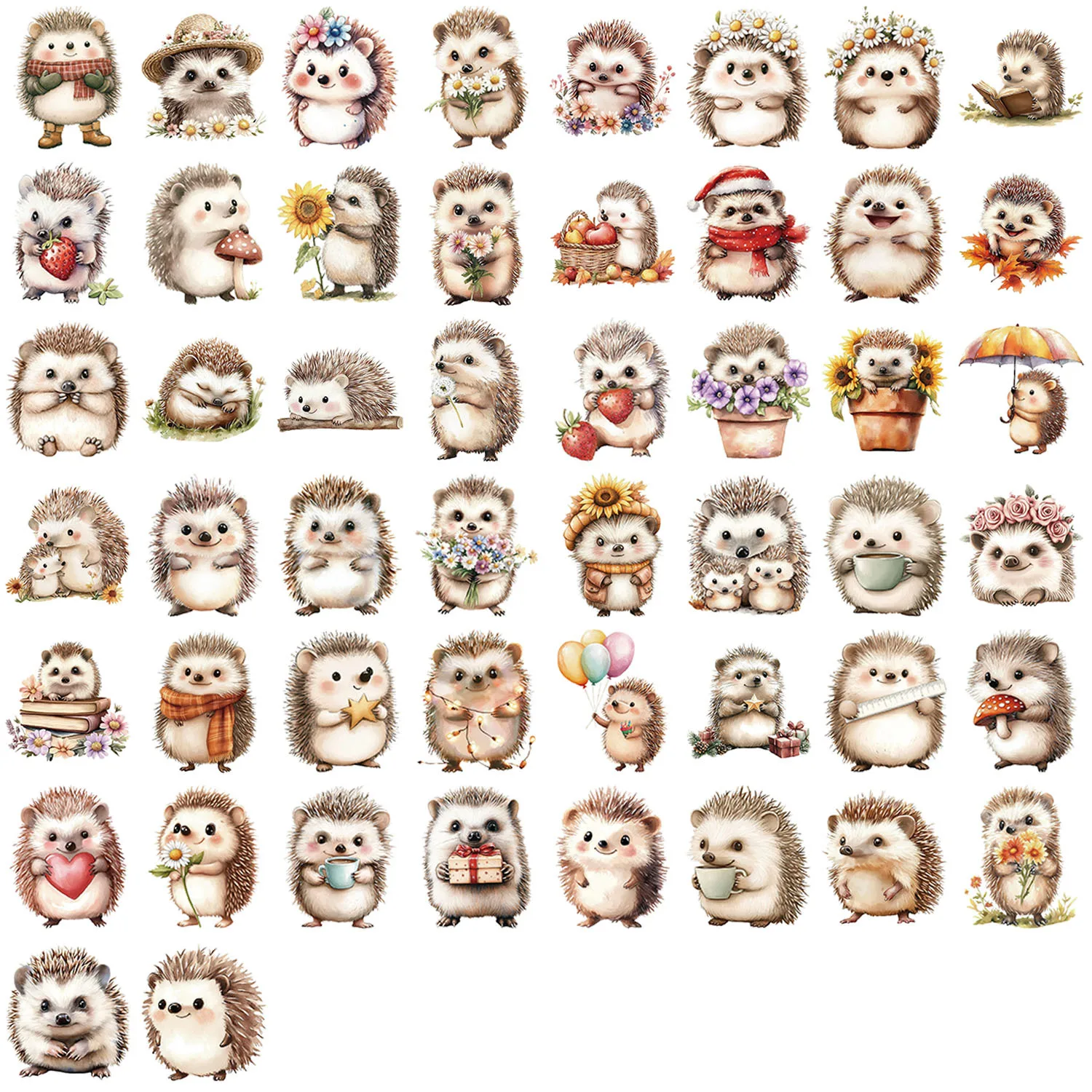 

50PCS Kawaii Hedgehog Sticker Cartoon Cute Graffiti Waterproof Decal Toy Gift for Refrigerator Diary Water Cup Wardrobe Desk