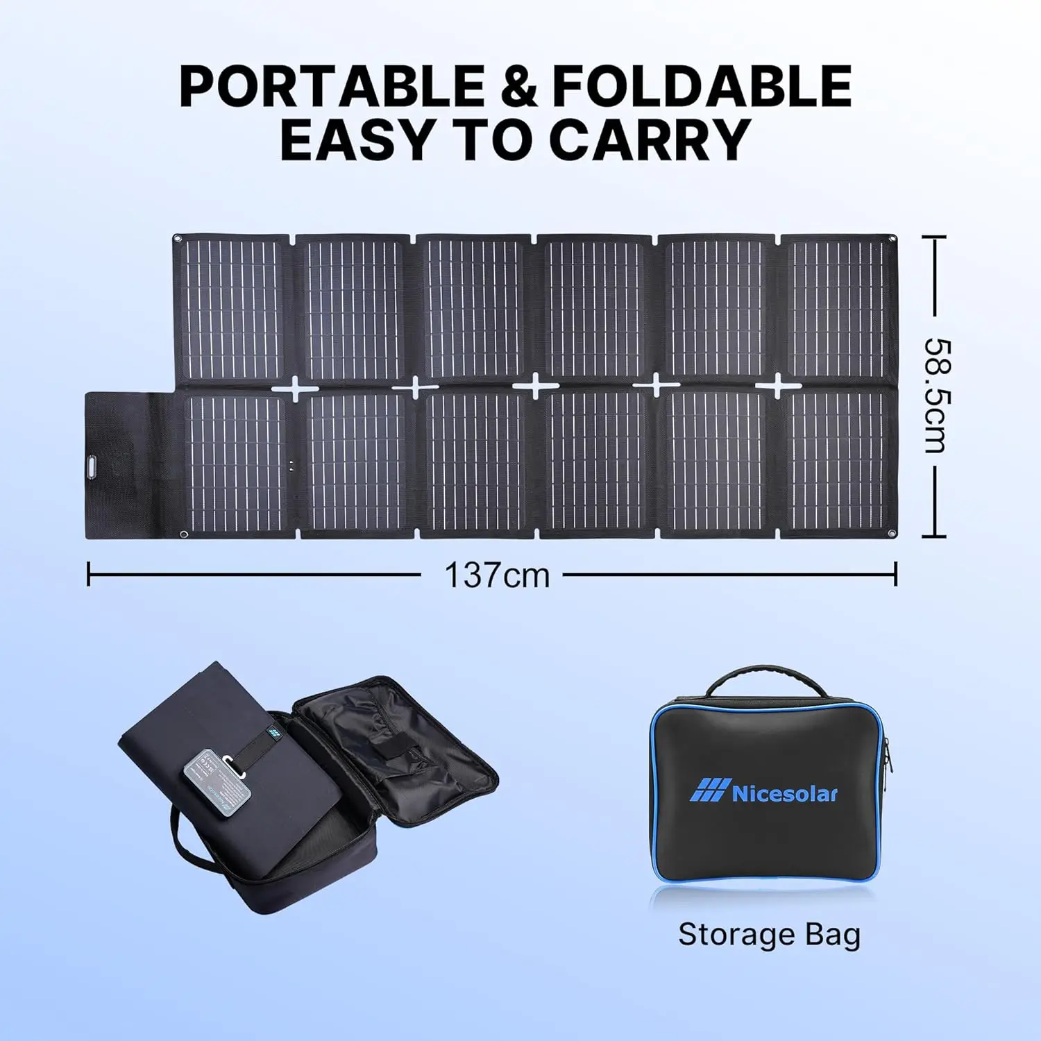 Estação de energia portátil portátil, Carregador solar portátil com Dual USB PD, 65W, IP67, Waterpro