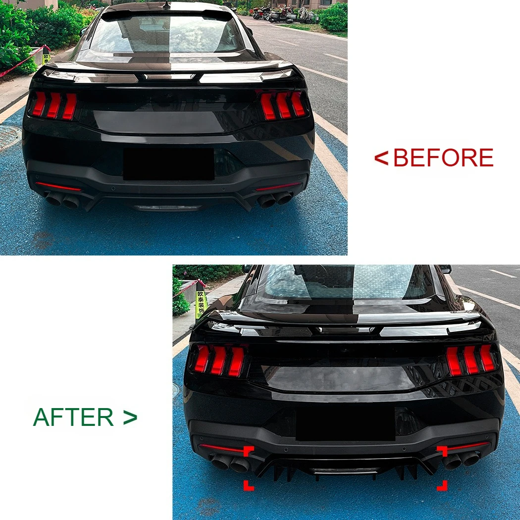 For Ford Mustang MK7 2024 2025 2026+ Car Rear Bumper Diffuser Lip Modified Splitters Spoiler Lip Lower Guard Protector Body Kits view 2