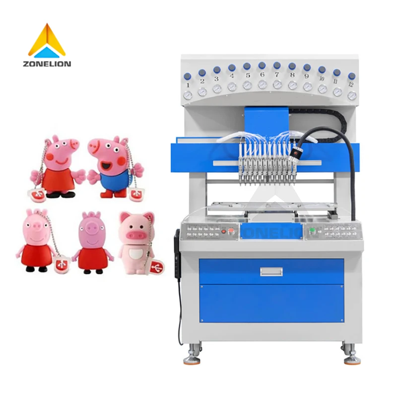 12 Colors 3D PVC Rubber Patch Dripping & Liquid Soft PVC Keychain   Machine 220V