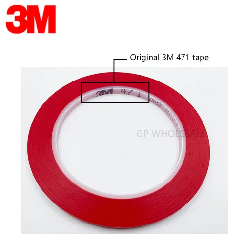 Imagen 1 del producto Cinta de vinilo fuerte de rendimiento Premium 3mm/5mm/8mm/10mm ~ 50mm 3M 471 para coche, vehículo, motocicleta, decoración de suelo, marca, rojo, 33M