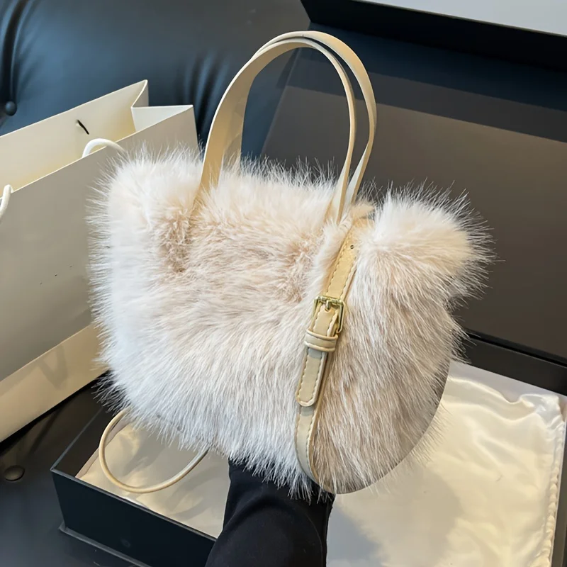 Mini Fashion Fluffy Crossbody Bag Trendy Plush Shoulder Bag  Women's Casual Handbag Purse fluffy tote Bags For Shopping Traving