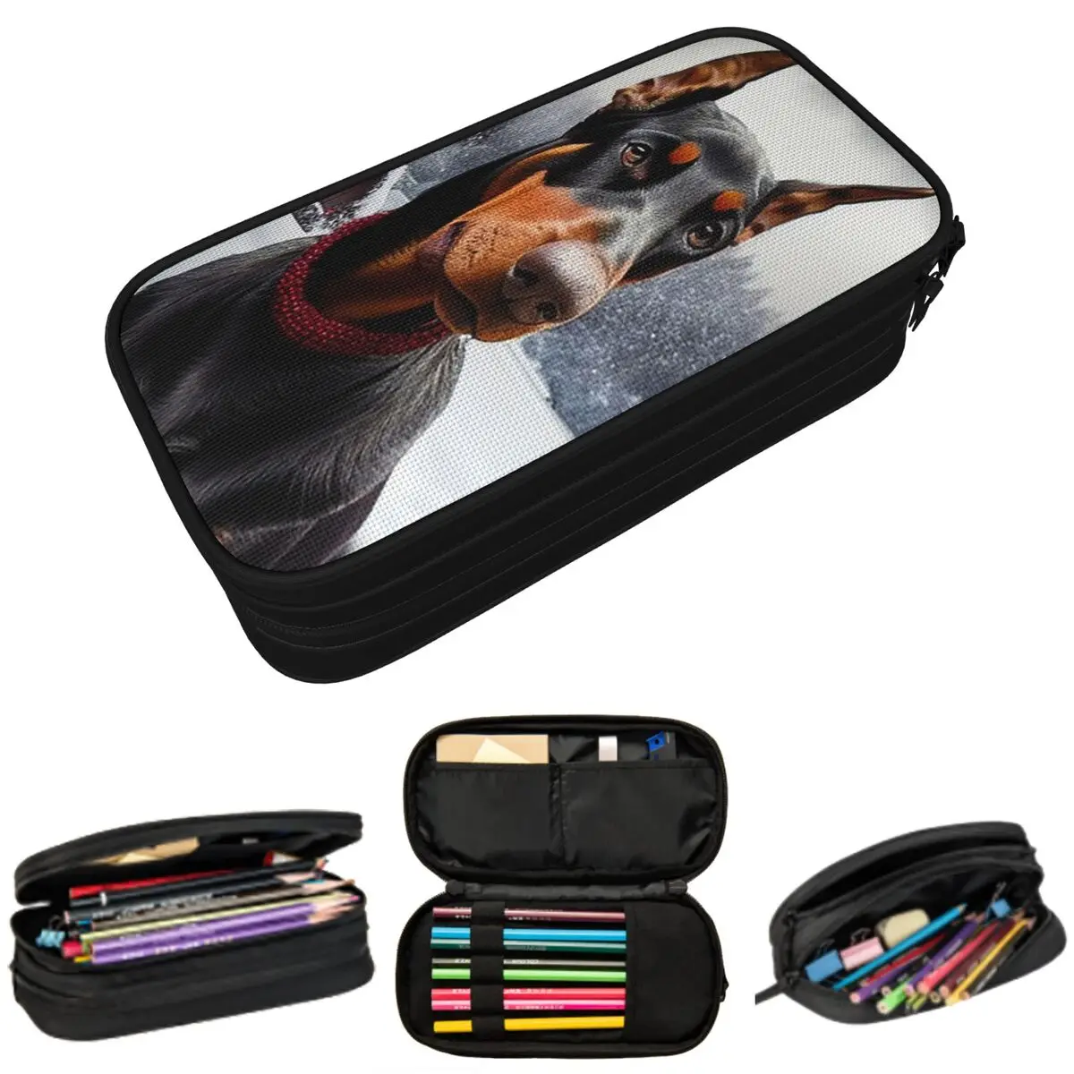 

A Handsome Doberman Pinscher Dog Pencil Case for Kids Gifts Pen Box Pencil Bag Stationery Supplies Pen Holder Bag